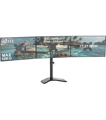Support écran PC Double KIMEX - Pour 2 écrans 17" à 32" (VESA 75/100) - Bras Articulés Ultra-réglables - Fixation Bord Table Ou Perçage