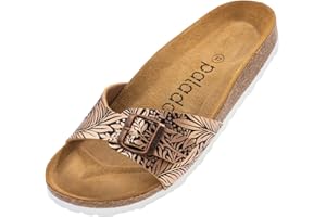 Palado Claquettes Femme Malta - Mules Femme élégantes avec lanières réglables - Mules Femmes Confortable avec voûte Plantaire en liège - Mules et Sabots Femme avec Semelle extérieure en Cuir