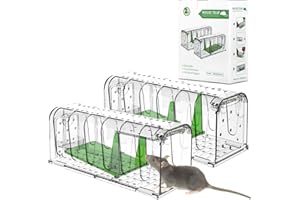 ZANFQVO Trappola per Topi, 2 Pezzi trappola per topi a cattura viva per Topi Amica degli Animali Riutilizzabile, Facile da Pulire e da Installare con Prese d'Aria per Le Esche, Giardino, Casa, Ufficio