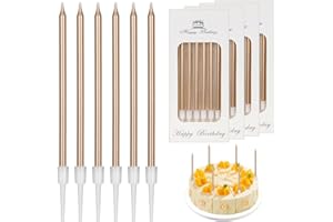 LFBEST 24 świeczki, metalowa świeca, świeczka dla dorosłych i dzieci, uchwyt vec, świeczki na tort, dekoracyjne, przyjęcie weselne, urodziny (szampański)