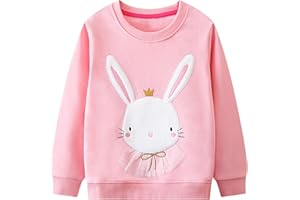 FILOWA Felpa per Bambina, Ragazza Unicorno Ricamo Pullover Maglione Cotone Manica Lunga Maglietta Casual Top, Bambine e Ragazze Senza Cappuccio Felpe 2-7 Anni, Rosa/Gris