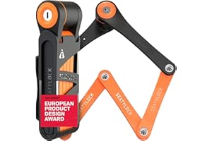 SEATYLOCK FoldyLock Compact Folding Bike Lock - Award Winning Patented High Security Cut Proof Bicycle Lock - Heavy Duty Anti Theft Smart Secure Guard with Key and Case for Bikes or Scooters - 85 cm