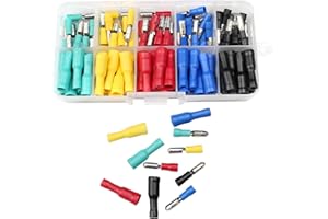 ZOZOMAIY 100 piezas aisladas macho/hembra conector bala D-naranja terminales de crimpado de alambre conector de crimpado Kit surtido con caja de almacenamiento para proyectos eléctricos