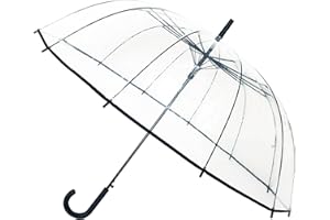 Duży parasol SMATI z przezroczystą laską - Wiatroodporny; 12 lasek z włókna szklanego; Średnica=40 cali; Automatyczne otwieranie; Parasol mieszany; Kolor krawędzi CZARNY.