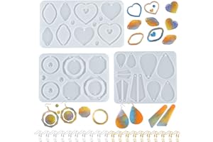 Yayatty Stampi Resina Epossidica Orecchini, 3 Pz Orecchini in Resina Epossidica, Orecchino Stampi per Resina con Ganci per Orecchini per Gioielli Orecchino Fai Da Te