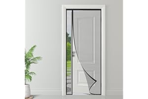 ESMAYULO Moustiquaire Porte Magnétique à Ouverture Latérale 90x220 cm, Installation Facile sans Perçage, Anti-Moustiques & Insectes pour Porte Fenêtre/Balcon - Noir