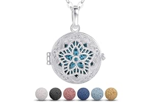 INFUSEU Bisuteria Mujer, Colgante Aromaterapia Collar Aroma Plateado Difusor Aceites Esenciales Joyeria Personalizada Joyas De Mujer