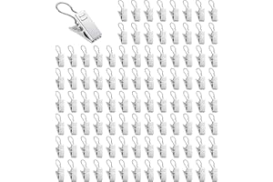 XDGBGFN Silber Edelstahl Gardinen Klammern Clips Haken Multifunktions Vorhang Clips für Seilspanngarnituren, Vorhänge,Duschvorhang (100)