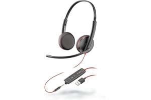 Plantronics - Blackwire 3225 USB-A Wired Headset - Dual-Ear (Stereo) with Boom Mic - Connect to PC/Mac via USB-A or Mobile/Tablet via 3.5 mm Connector - Works with Teams, Zoom & more
