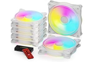 AsiaHorse PC 120MM RGB Ventola, ARGB Case Fan con Hub Control, 4 aureole CPU Case Fan con 24 LED indirizzabili, Computer Cooler Fan per Mainboard Aura Sync, 1500RPM, Bianco, 6PACK