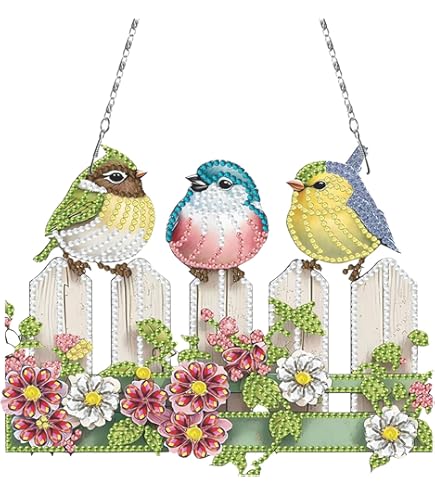 DCIDBEI 5D DIY Diamond Painting krans met ketting papegaai 15 x 15 cm DIY diamond painting hanger papegaai kristal diamant schilderij afbeeldingen deurkrans hanger plaatje huisdeurbord wandbord voor