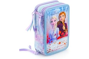 L'ERBAVOGLIO FROZEN - ASTUCCIO SCUOLA 3 ZIP FROZEN - ANNA ED ELSA - COMPLETO DI 44 PEZZI - PRODOTTO UFFICIALE DISNEY (CELESTE/LILLA)