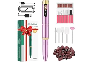 ‎WEIYI WEIYI Nagelfräser,Elektrischer Nagelfräser mit 11 Aufsätzen und 26 Schleifbändern,Wiederaufladbarer Fräser für Gelnägel,Elektrische Nagelfeile für professionelle Maniküre und Pediküre（Rosa）