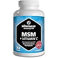 MSM Capsules with Vitamin C - 360 Capsules for 6 Months - 1334 mg Daily Dose of Organic Sulfur Powder, 99.9% Pure Methylsulfonylmethane - German Quality Supplement
