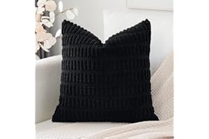 Artscope Housses de Coussin en Velours Côtelé Décoratif Canapé Taie d'oreiller Super Doux Decoration pour Maison Salon Chambre Canapé 50x50cm Noir