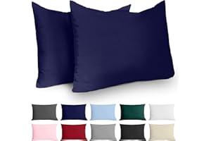 Dreamzie Federa Cuscino (Set di 2) - Blu scuro Cotone - Per i Cuscini 50 x 70 cm - 100% Jersey di Cotone - Federa da Cuscino - Copri Cuscino per Letto - Fodera Protezione per Cuscino