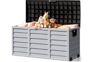 The Fellie Garden Storage Box with Wheels, 290L Lockable Garden Storage Boxes Waterproof, Plastic Outside Storage Box for Gar