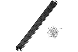 A ABSOPRO Lot de 36 Rayons de Vélo 14G en Acier 45 Noir avec 36 écrous pour Roues de VTT