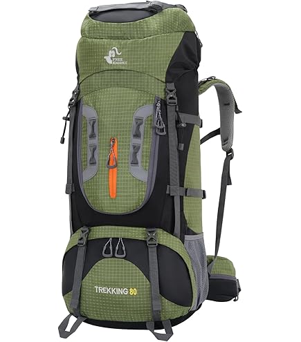 Amazon Basics Hiking backpack, with inner frame and rain cover, 75 litres, green Sports & Outdoors