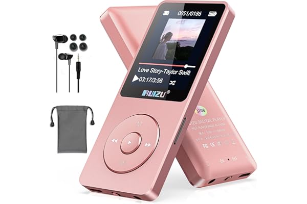 Lecteur MP3 64 Go avec Bluetooth 5.3, Super léger (30 g), autonomie jusqu'à 80 h, écran 1,8", Parfait pour Sport, Enfants et Adultes, Prend en Charge Cartes TF jusqu'à 128 Go.