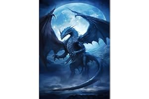 DIUJHUUY 5D Diamond Painting Kits,Digital Drawing Kits,Diamond Art Accessories,DIY Arts Craft Supply for Adults, Children's Beginners, Home Wall Decoration Gifts - Animation(Cartoon Dragon)