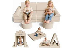‎MAMIZO MAMIZO Spielsofa Cord, Kindersofa-Bausteine, 15-Teiliges Modulare Kinderspielcouch, Spielsofa für Kinder, Kindercouch Aufklappen Oeko-TEX, kreatives Spielen für Kuschelecke im Kinderzimmer (Beige)