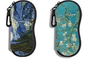 HION Estuche para anteojos Estuche suave para gafas de sol con clip para cinturón Estuche para anteojos con cremallera de neopreno Para Mujer y Hombre