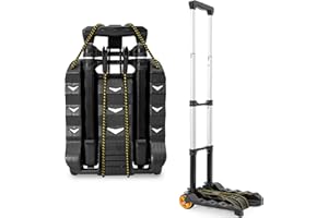OUUTMEE Folding Hand Truck, 88lbs/40KG Capacity Sack Barrows with Bungee Cord, 2 Wheels Collapsible Lightweight Trolley Dolly for Luggage, Travel, Moving House, Shopping and Office Use, Black