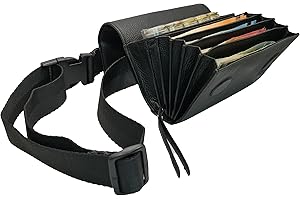CLAIRE-FONCET Gürteltasche für Kellner, aus Rindsleder, Geldbörse, Geldbörse, Geldbörse, inklusive Spender, 5 Münzen, transparent und graduiert, Magnetverschluss, Schwarz
