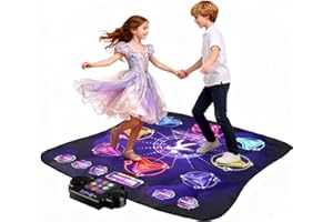 Makdly Dance Mat Toys For Kids, Light Up Dance Pad Gifts for Girls 7 8 9 10+ Year Old, Musical Touch Playmat with LED Lights, 3 Challenge Levels, Adjustable Volume ​Dance Game Toy Gift