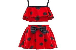 Lito Angels - Costume da Bagno Ladybug Coccinella per Bambine, Pois Rossi 2 Pezzi Tankini/Bikini Triangolo