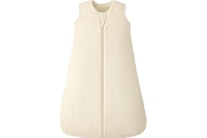 FIEMOL Saco de Dormir Bebe 2.5 Tog 0-6 Meses, Saco de Dormir de Invierno de Algodón para Recién Nacido, Saquito Dormir Bebe y Niño Pequeño, Manta Calentita con Cremallera en 2 Direcciones Beige