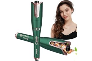 janelove Automatic Hair Curler, Curling Wand, Hair Curlers for Long Hair,170°-230° Adjustable Temperature,Ceramic Barrel, with Portable Storage Bag,(Green&Gold)