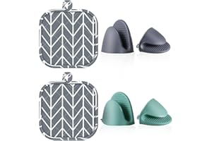 Aerzouser Juego De 6 Piezas Manoplas Horno Silicona, Guantes Horno, Manopla Horno, Guantes Cocina Horno，Se Utiliza para Aislar Hornos De Cocina Y También Se Puede Utilizar como Tapete De Mesa