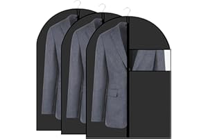 WEKUW 3 Piezas Fundas de Ropa 60 x 80 cm Protector de Ropa Transpirable Colgante Funda Antipolvo Plegable con Cremallera Bolsa Guardar Ropa Antipolvo Impermeable con Humedad, para Trajes,Vestidos,Camisas