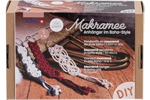 GLOREX 5 1009 02 Kit créatif pendentifs en macramé, à nouer soi-même, anthracite, bordeaux, taupe