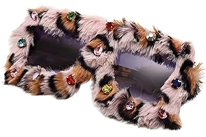 ARRDERLY Lunettes de soleil en peluche avec impression léopard, pour femme, lunettes rétro élégantes, douces, décorations amusantes pour fêtes costumées, festivals, fêtes d'anniversaire