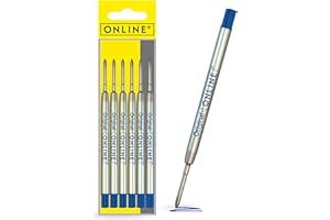Recharges stylo à bille 6x de ONLINE, convient à Parker etc I Trait M I Standard international I Indélébile I Recharges universelles longueur 9,8 cm I Pour l'école, le bureau I Couleur Bleu