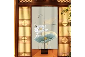 Hiseng Noren Tenda Giapponese della Porta Tappezzeria, Divisorio Stile Curtain Tapestry Cucina Ristorante Negozio Camera Doorway Corridoio Decorazione (Foglia di loto,85x150cm)