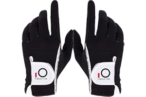 FINGER TEN Golf Gloves Men Left Hand Right Rain Grip Weathersof Value Pair, Mens Golf Glove Wear Resistant Non Slip Color Black Grey Green Flexible Durable Size S M ML L XL