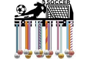 CREATCABIN Porta Medaglie da Calcio Display Supporto da Parete Rack Cornice in Acrilico Ganci per Appendere Premi Organizzatore di Supporti per Medaglie Sportive 29x13cm