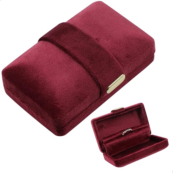 iSuperb Ring Jewelry Box, Flannel Sieradendoos voor Ringen Oorbellen en Stud Oorbel Dames Geschenkverpakkingsdoos Sieraden Display voor Verlovingsbruiloft, 6.5x6x5cm (B