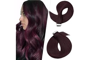 Silk-co Extension Capelli Veri Biadesivo 20 Fasce #99J Vino Rosso 40g/Set Tape in Extension Adesive Remy Human Hair Naturali 35cm