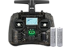 HAWK'S WORK Radiomaster Pocket Hall Gimbal Transmitter, ELRS Remote Control Portable Lightweight Built in LED Light Foldable Antenna Mode 2 (Charcoal)