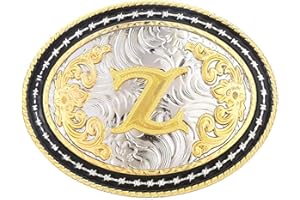 STARBRILLIANT Western Belt Buckle for Men Large Cowboy Belt Buckle Initial Cowboy Rodeo Belt Buckle Gold with Letters ABCDGL to Z