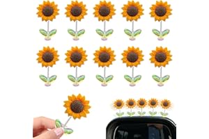 RFYTDCF 10 Stück Auto Deko Sonnenblumen, Auto Zubehör Armaturenbrett Deko Niedliche Auto Deko Innenraum Wackelblume Ornamente für Auto Innenraum Zuhause Schreibtisch Dekoration