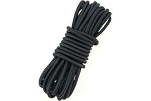 FANTASYON 4MM Black Elastic Cord 5 Meter Elastic String Bungee Cord Round Stretchy Cord Bungee Rope Multifunctional Drawstring Elastic for Backpack Tent Poles DIY Craft Projects Camping