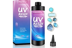 UV Harz 500g, UV Harz klar, Upgrade UV Resin hart, kristallklares Transparent UV Schnellhärtende UV Epoxidharz für Schmuck Herstellung DIY Handwerk