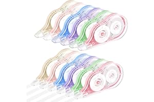 aurorayer 12 Stück Korrekturroller mit Schutzkappe 12m x 5 mm Korrekturbänder Korrekturmaus Schulsachen für Schule, Büro, Heimbedarf