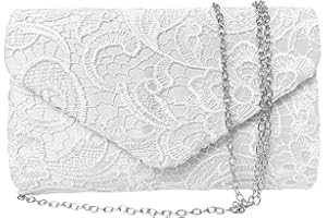 ATBUSS Bolso de Encaje Multifuncional con Asa de Hombro Desmontable - Sobre de Flores para Cenas y Recepciones, Blanco